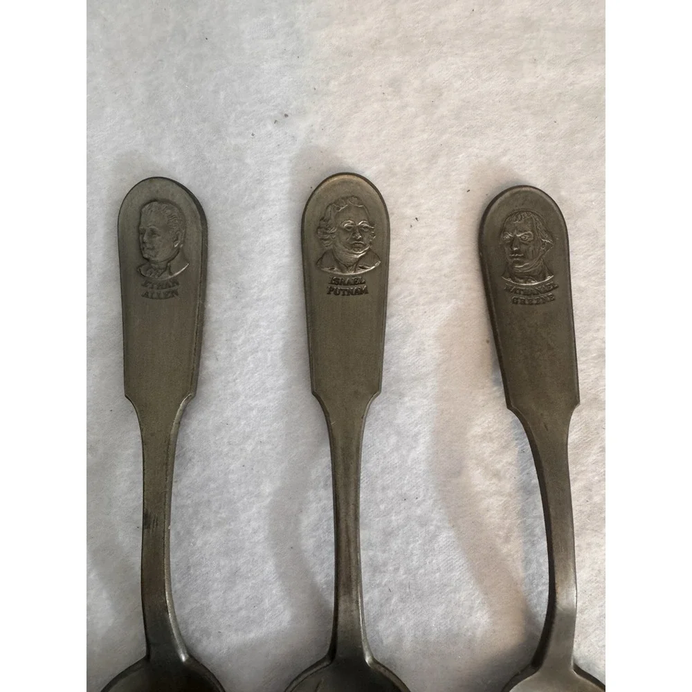 VTG Franklin Mint Pewter Spoon Set American Patriot Political Military Leader 13